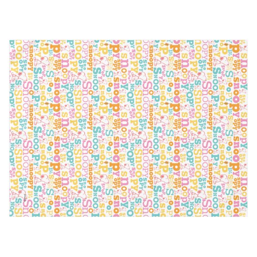 Snoopy Pastel Text Pattern Tischdecke (Vorderseite (Horizontal))