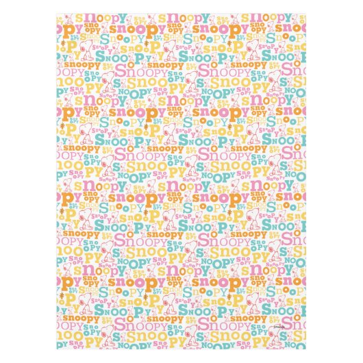 Snoopy Pastel Text Pattern Tischdecke (Vorderseite)