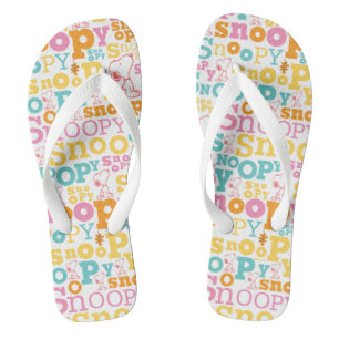 Snoopy Pastel Textmuster Badesandalen