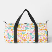 Snoopy Pastel Textmuster Duffle Bag (Vorderseite)