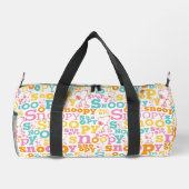 Snoopy Pastel Textmuster Duffle Bag (Rückseite)