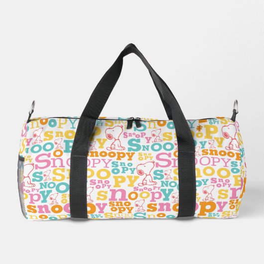 Snoopy Pastel Textmuster Duffle Bag (Rückseite)