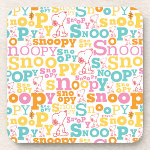 Snoopy Pastel Textmuster Getränkeuntersetzer