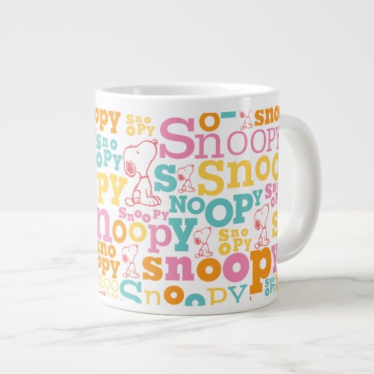 Snoopy Pastel Textmuster Jumbo-Tasse (Vorderseite Rechts)