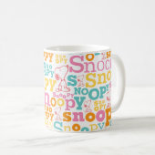 Snoopy Pastel Textmuster Kaffeetasse (VorderseiteRechts)