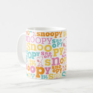Snoopy Pastel Textmuster Kaffeetasse