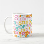 Snoopy Pastel Textmuster Kaffeetasse (Links)
