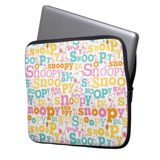 Snoopy Pastel Textmuster Laptopschutzhülle (Vorderseite Links)