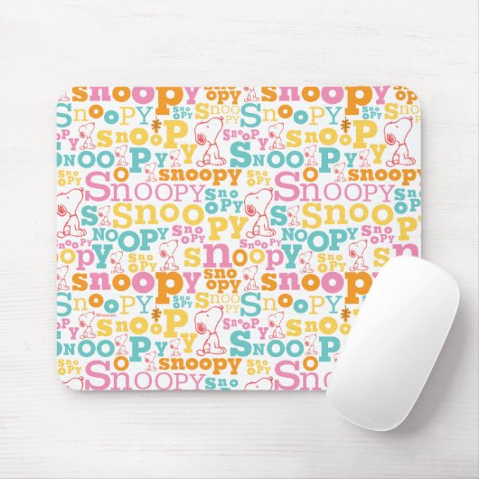 Snoopy Pastel Textmuster Mousepad (Mit Mouse)