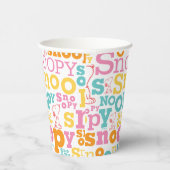 Snoopy Pastel Textmuster Pappbecher (Rechts)