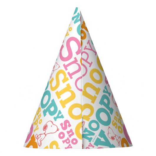 Snoopy Pastel Textmuster Partyhütchen (Rückseite)