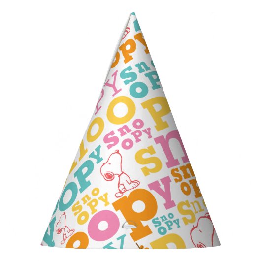 Snoopy Pastel Textmuster Partyhütchen (Links)