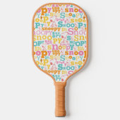 Snoopy Pastel Textmuster Pickleball Schläger (Vorderseite)