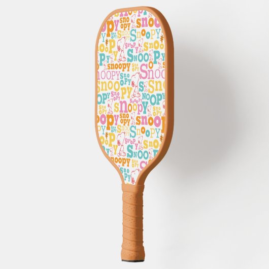 Snoopy Pastel Textmuster Pickleball Schläger (Links)