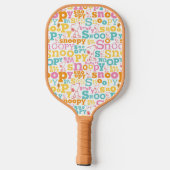 Snoopy Pastel Textmuster Pickleball Schläger (Rückseite)