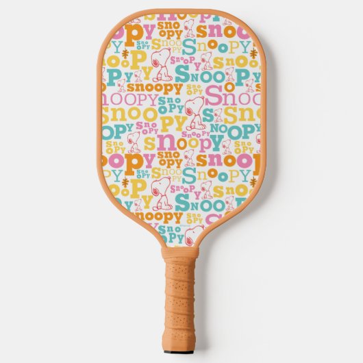 Snoopy Pastel Textmuster Pickleball Schläger (Rückseite)
