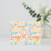 Snoopy Pastel Textmuster Postkarte (Stehend Vorderseite)