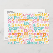 Snoopy Pastel Textmuster Postkarte (Vorne/Hinten)