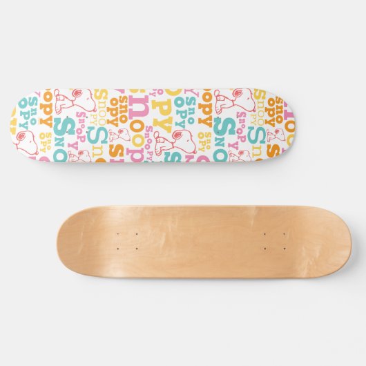 Snoopy Pastel Textmuster Skateboard (Horizontal)