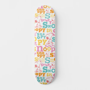 Snoopy Pastel Textmuster Skateboard