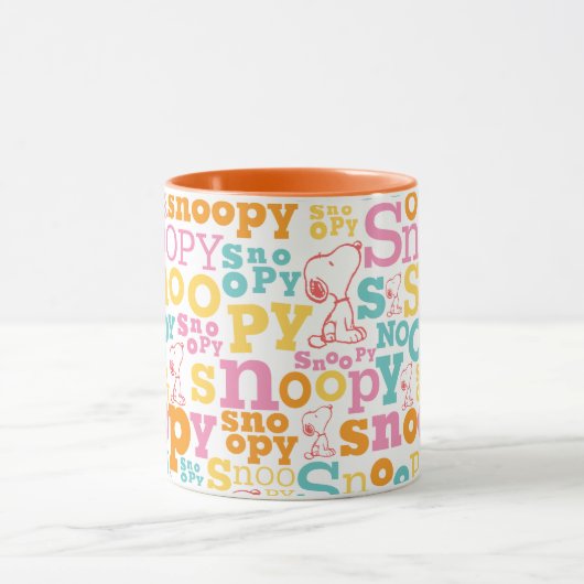 Snoopy Pastel Textmuster Tasse (Zentrum)