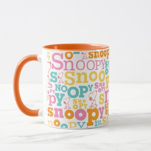 Snoopy Pastel Textmuster Tasse (Links)
