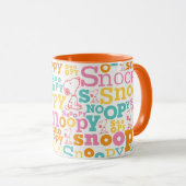 Snoopy Pastel Textmuster Tasse (VorderseiteRechts)