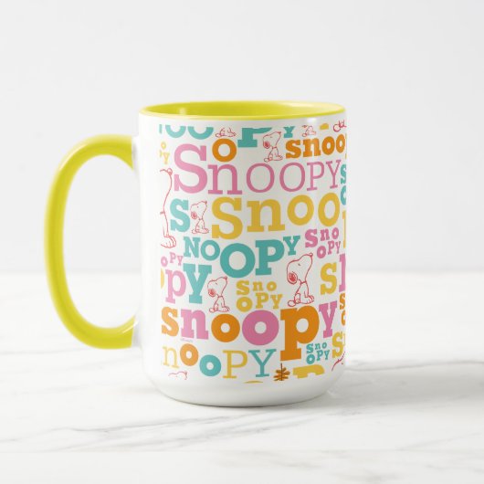 Snoopy Pastel Textmuster Tasse (Links)