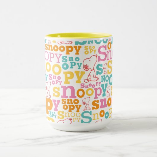 Snoopy Pastel Textmuster Tasse (Zentrum)