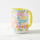 Snoopy Pastel Textmuster Tasse (VorderseiteRechts)