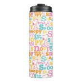 Snoopy Pastel Textmuster Thermosbecher (Vorderseite)
