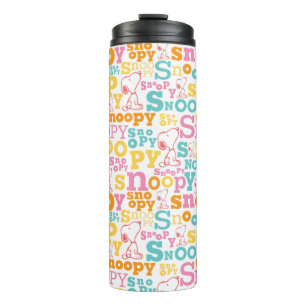 Snoopy Pastel Textmuster Thermosbecher