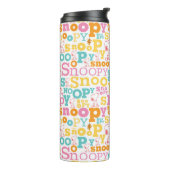 Snoopy Pastel Textmuster Thermosbecher (Nach links gedreht)