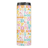 Snoopy Pastel Textmuster Thermosbecher (Rückseite)