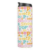 Snoopy Pastel Textmuster Thermosbecher (Nach rechts gedreht)