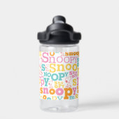 Snoopy Pastel Textmuster Trinkflasche (Rückseite)