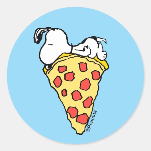 Snoopy Pizza Träume Runder Aufkleber (Vorderseite)