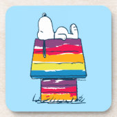 Snoopy | Rainbow Dog House Getränkeuntersetzer (Vorderseite)