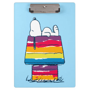 Snoopy   Rainbow Dog House Klemmbrett