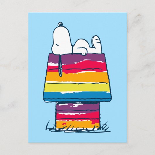 Snoopy | Rainbow Dog House Postkarte (Vorderseite)