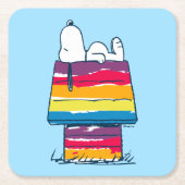 Snoopy | Rainbow Dog House Rechteckiger Pappuntersetzer (Vorderseite)