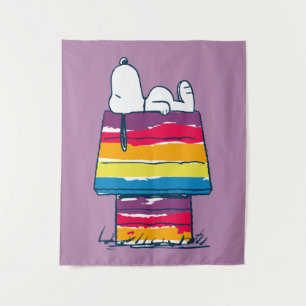 Snoopy Rainbow Dog House Wandteppich