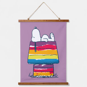 Snoopy Rainbow Dog House Wandteppich Mit Holzrahmen