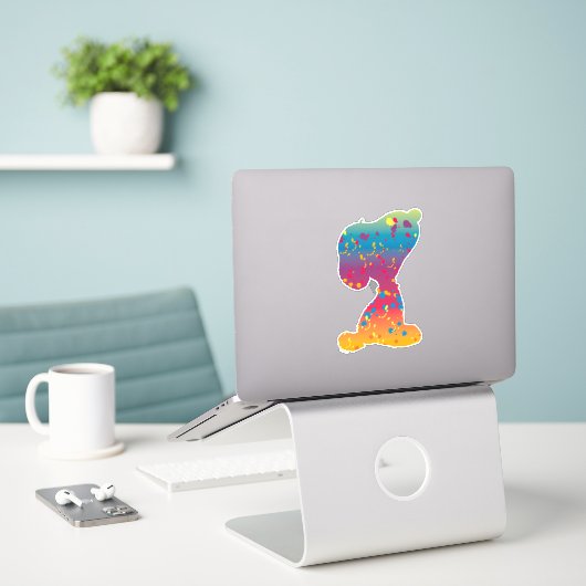 Snoopy Rainbow Graffiti Silhouette Aufkleber (Laptop auf Schreibtisch)