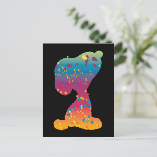 Snoopy Rainbow Graffiti Silhouette Postkarte (Stehend Vorderseite)