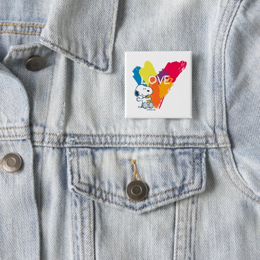 Snoopy | Rainbow Liebe Herz Button (Beispiel)