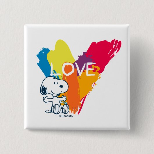 Snoopy | Rainbow Liebe Herz Button (Vorderseite)