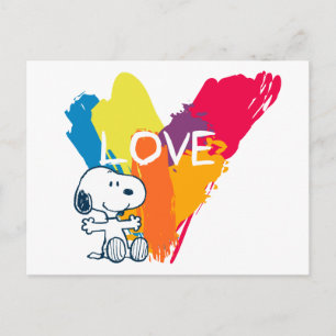 Snoopy   Rainbow Liebe Herz Postkarte