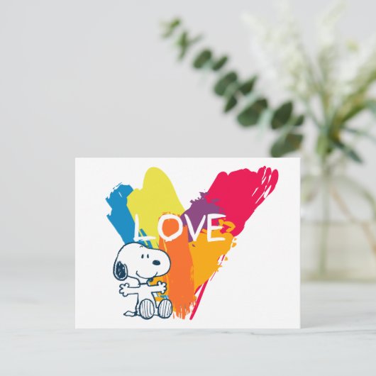 Snoopy | Rainbow Liebe Herz Postkarte (Stehend Vorderseite)