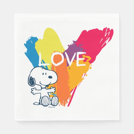 Snoopy | Rainbow Liebe Herz Serviette (Vorderseite)